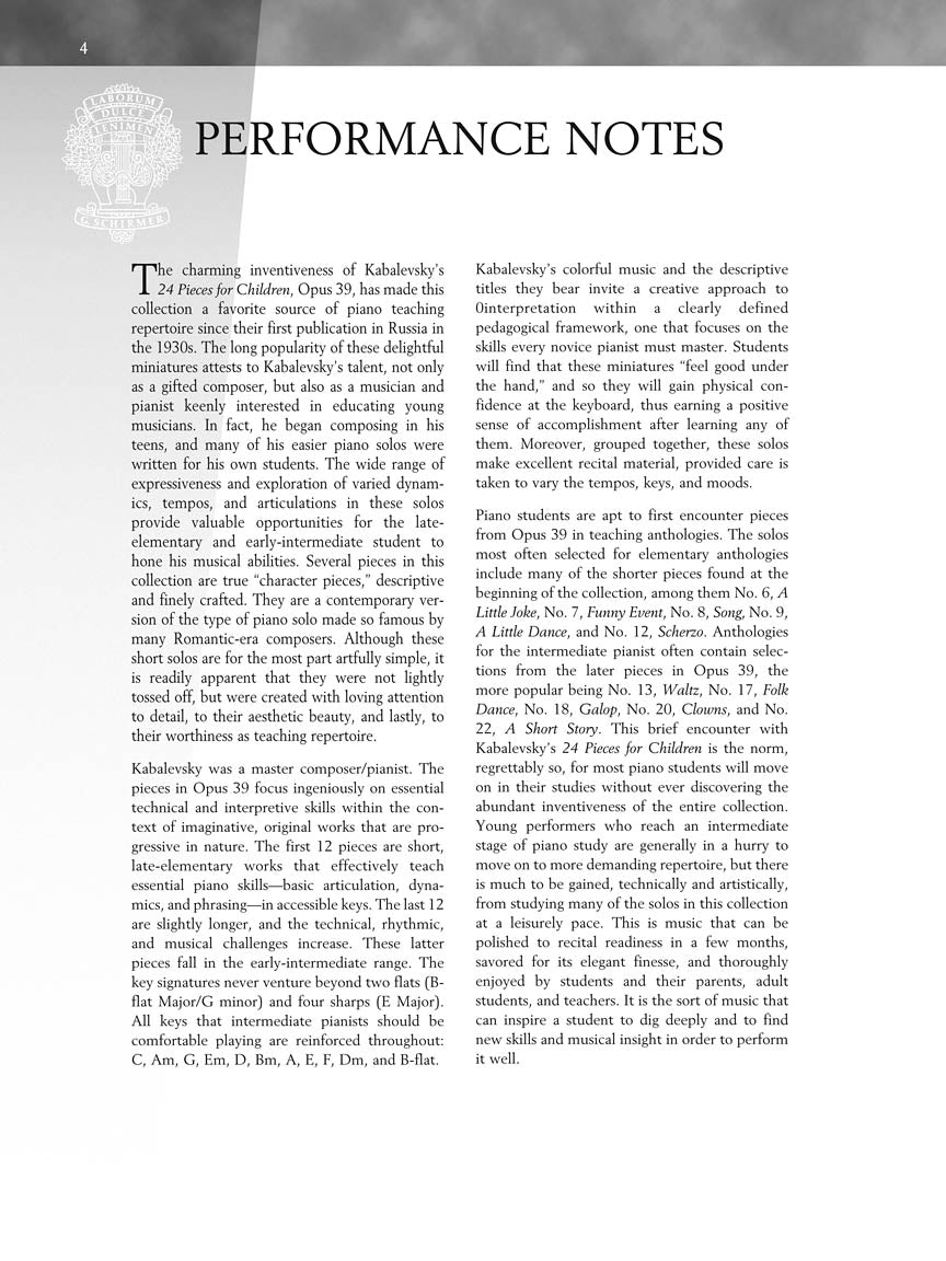 Kabalevsky 24 Pieces for Children, Op. 39