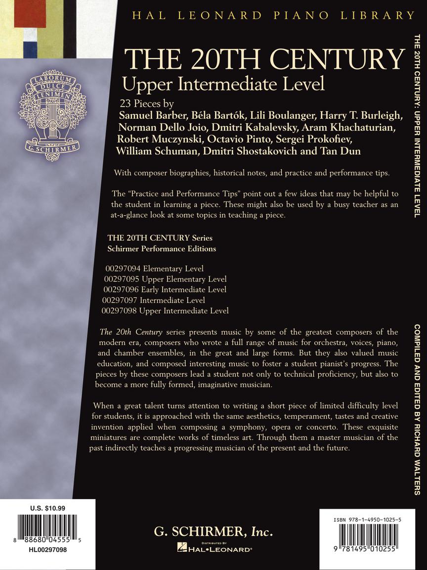 Twentieth Century - Upper Intermediate Level - Schirmer Performance Editions