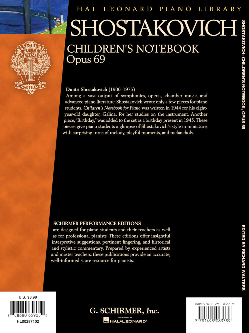 Shostakovich - Children's Notebook Opus 69 Schirmer Performance Editions