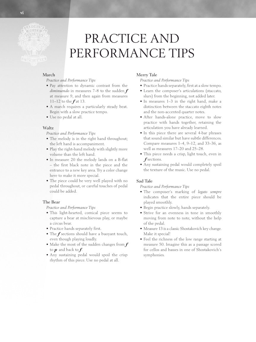 Shostakovich - Children's Notebook Opus 69 Schirmer Performance Editions