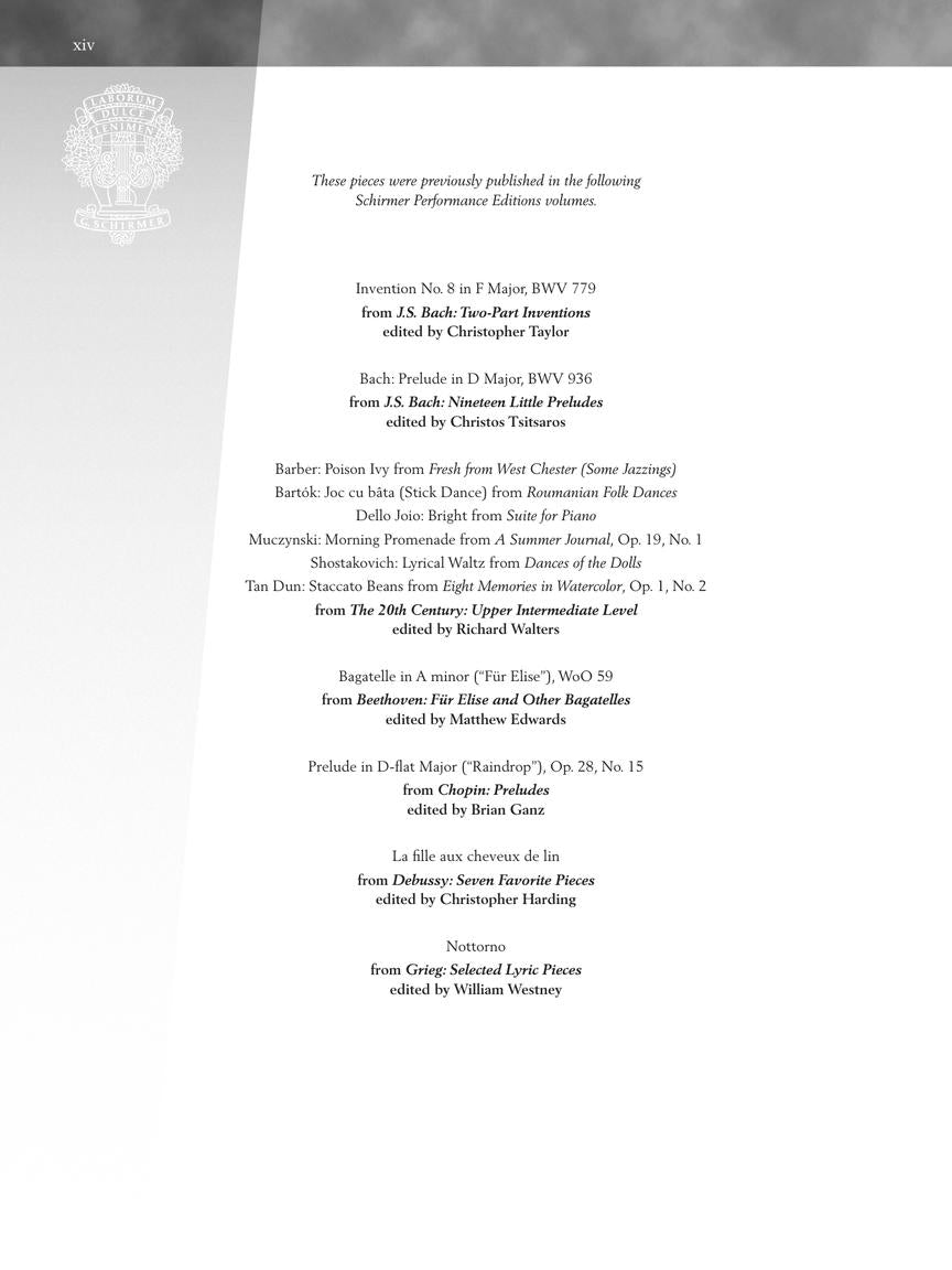 Baroque to Modern: Upper Intermediate - Piano - Schirmer Performance Editions