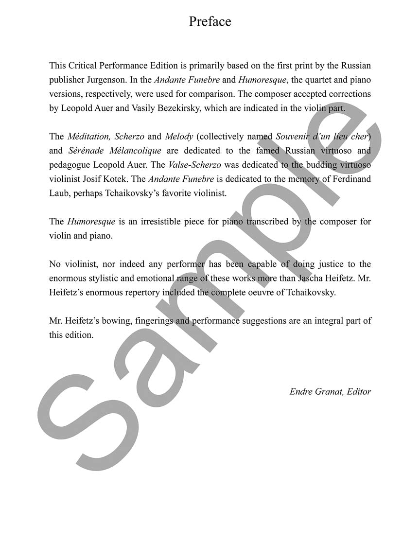 Tchaikovsky - Complete Works for Violin and Piano (Heifetz Critical Edition)