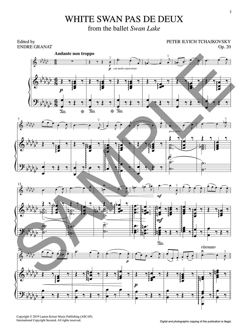 Tchaikovsky Swan Lake: Three Solos from the Ballet for Violin and Piano