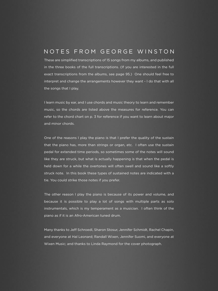 George Winston – Easy Piano Sheet Music Collection