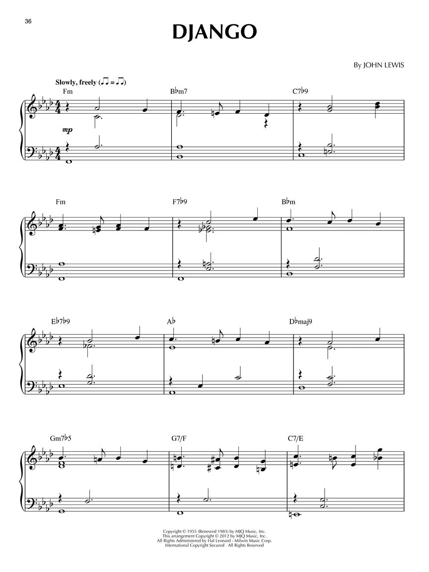 Modern Jazz Quartet - Jazz Piano Solos Series