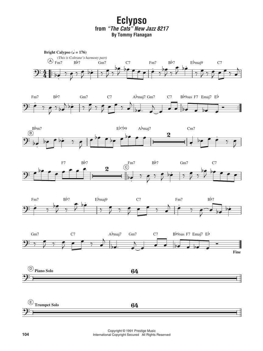 Coltrane, John - Omnibook for Bass Clef Instruments