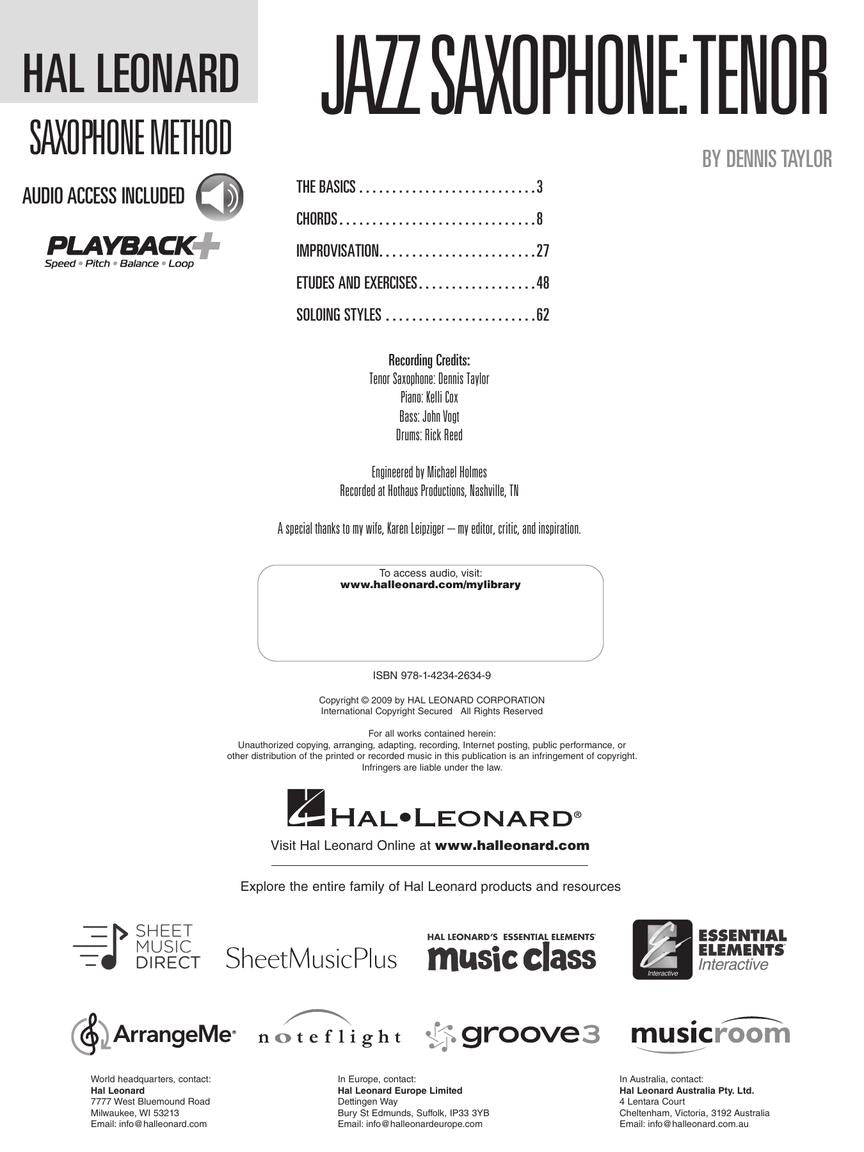 Hal Leonard Tenor Saxophone Method Jazz Saxophone: Tenor