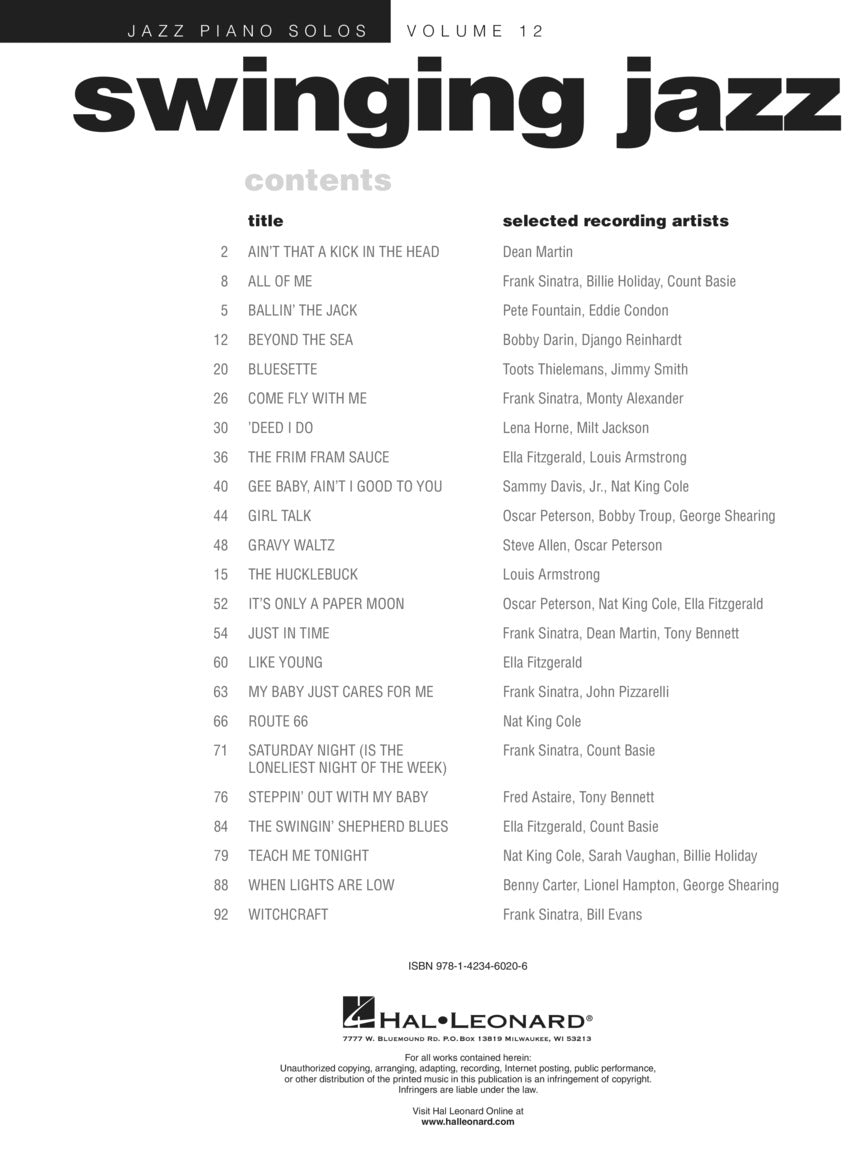 Swinging Jazz - Jazz Piano Solos, Vol. 12