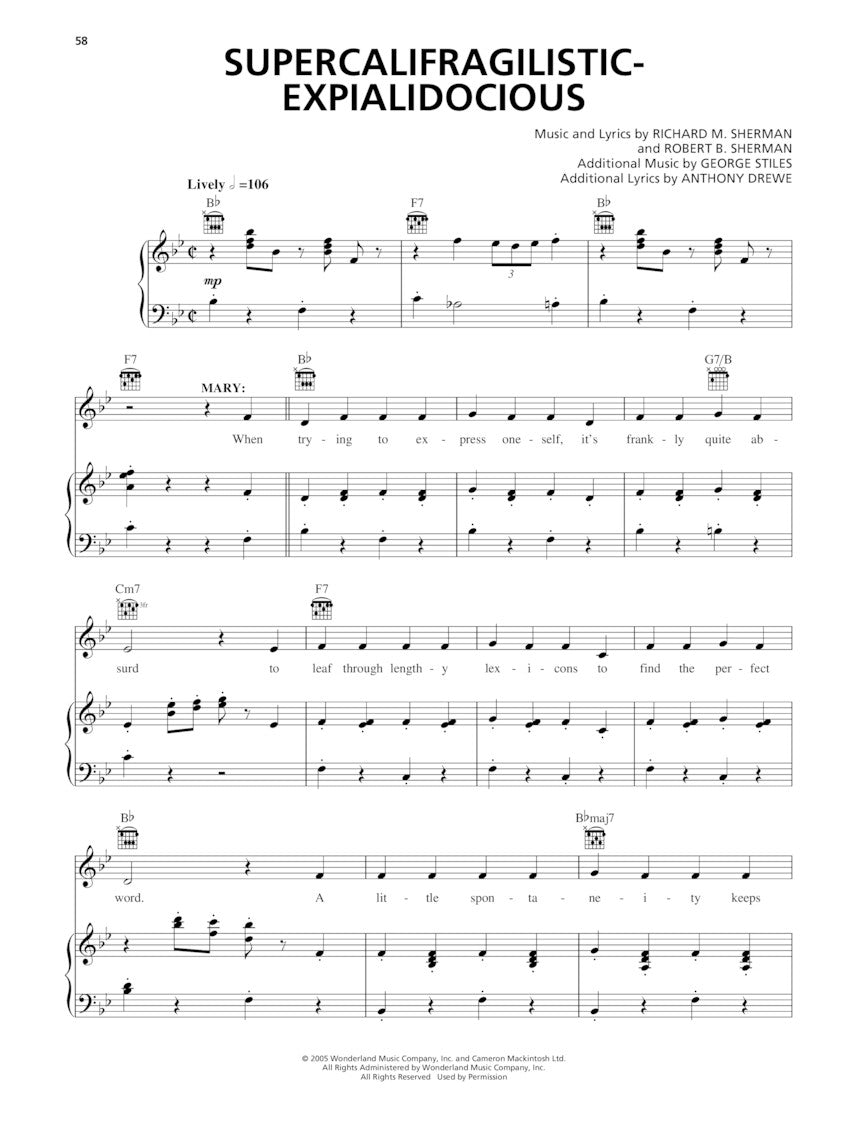 Mary Poppins - Broadway Vocal Selections