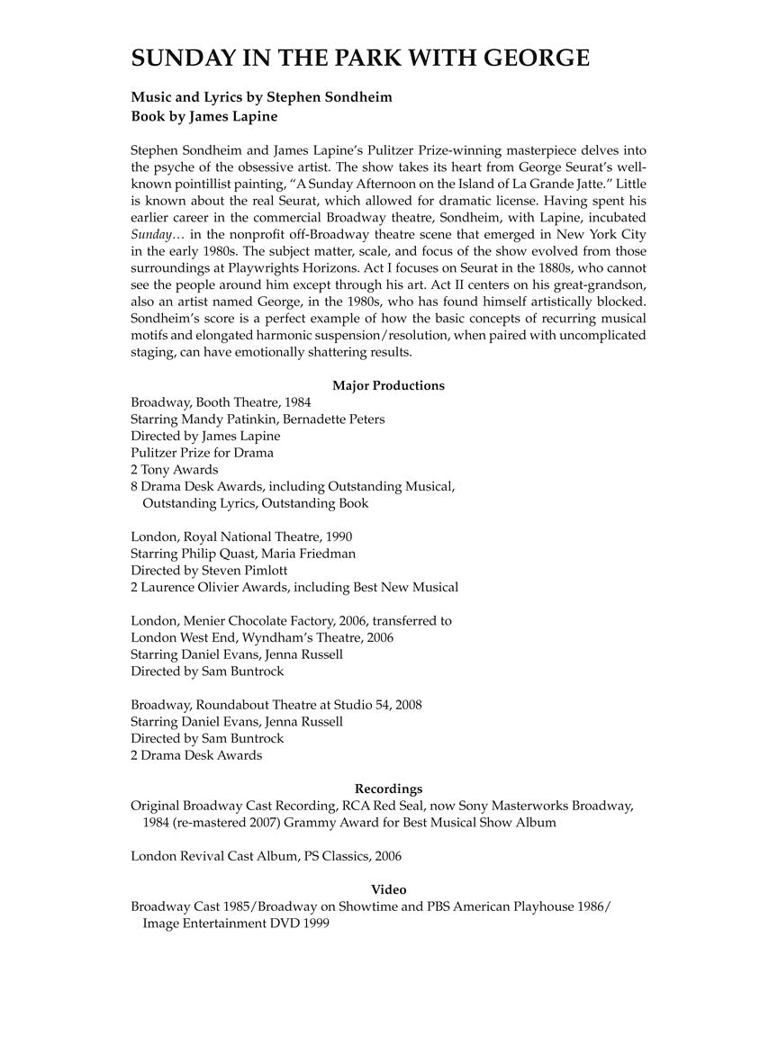 Sunday in the Park with George - Vocal Selections