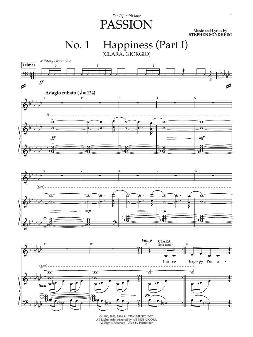 Sondheim Passion - Vocal Score Revised Edition