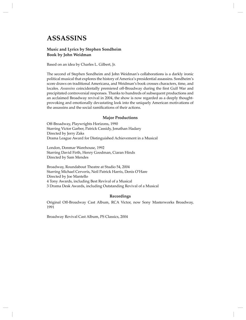 Sondheim Assassins - Vocal Selections