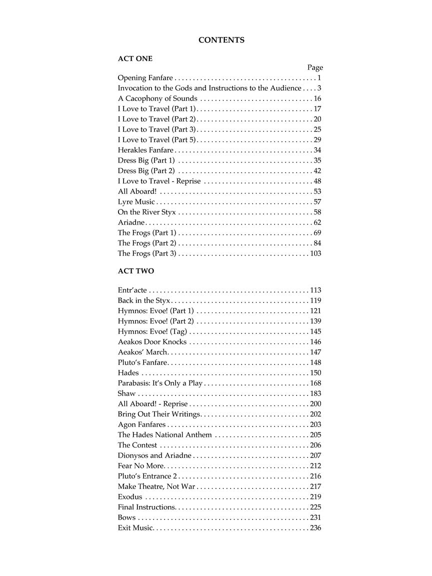 Frogs, The - Vocal Score
