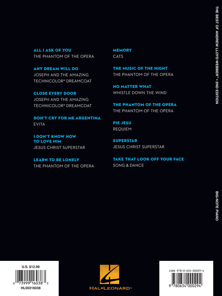 Webber Best of Andrew Lloyd Webber- Big-Note Piano