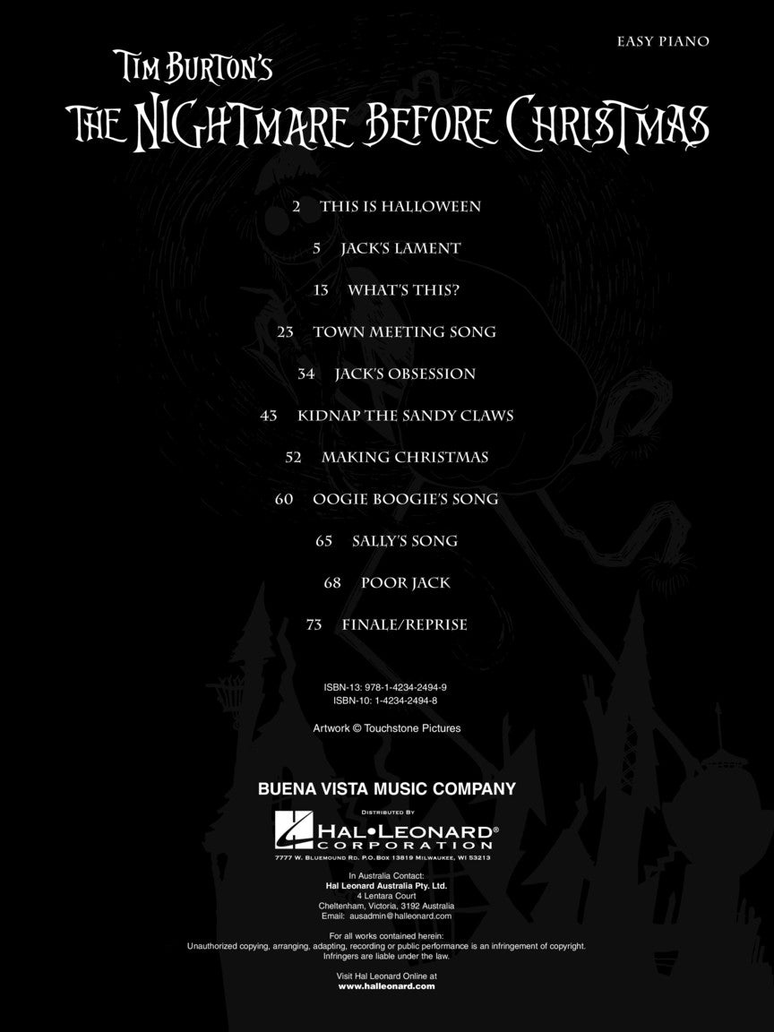 Nightmare Before Christmas - Easy Piano