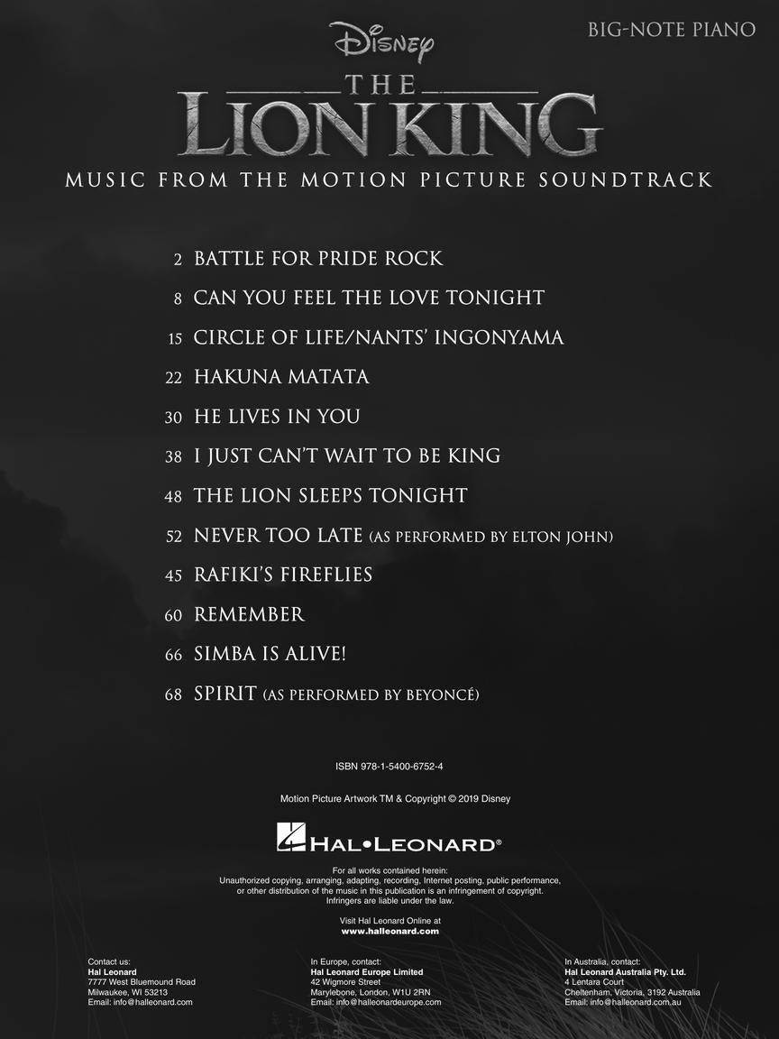 Lion King, The - Big-Note Piano