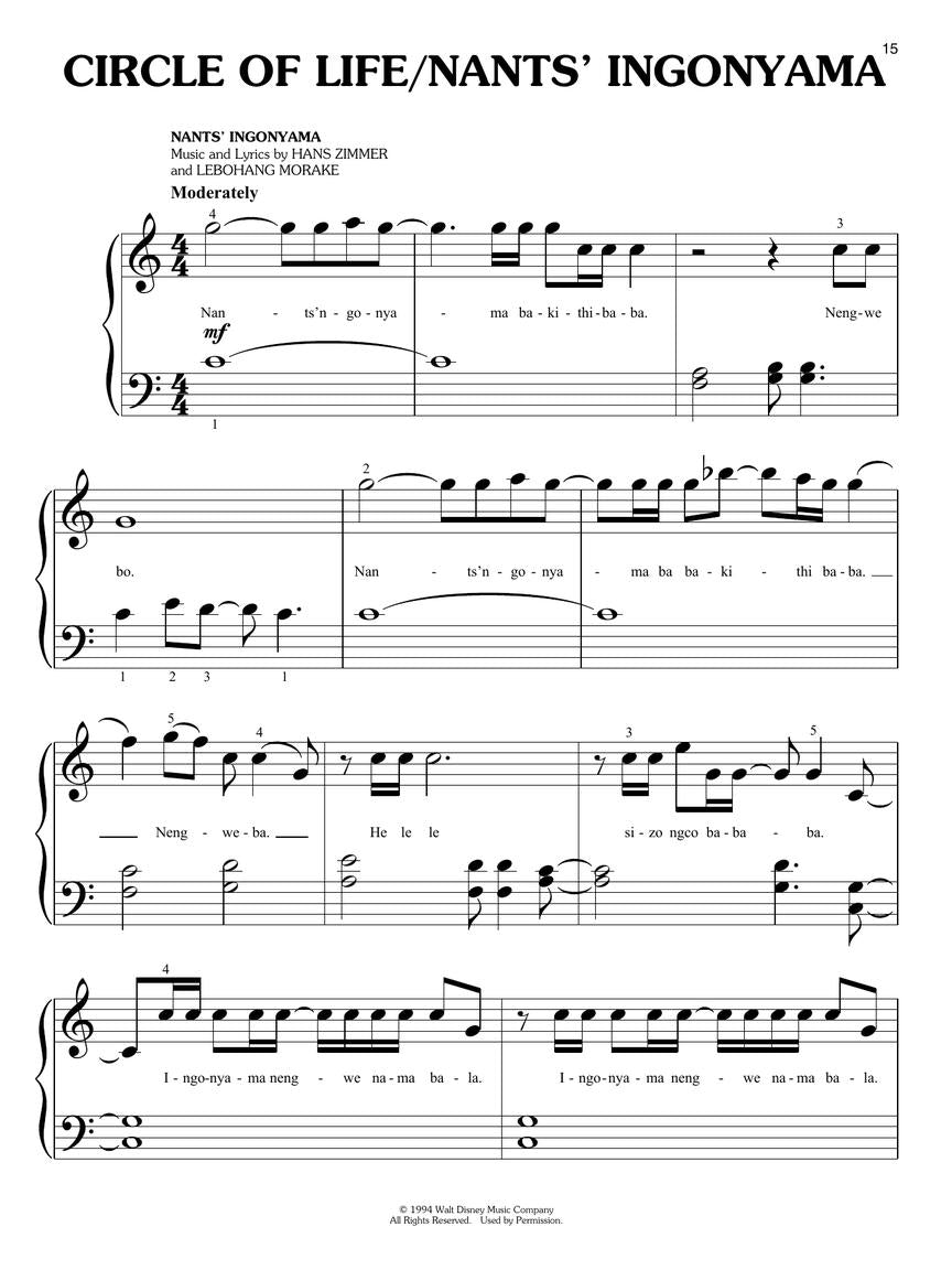 Lion King, The - Big-Note Piano