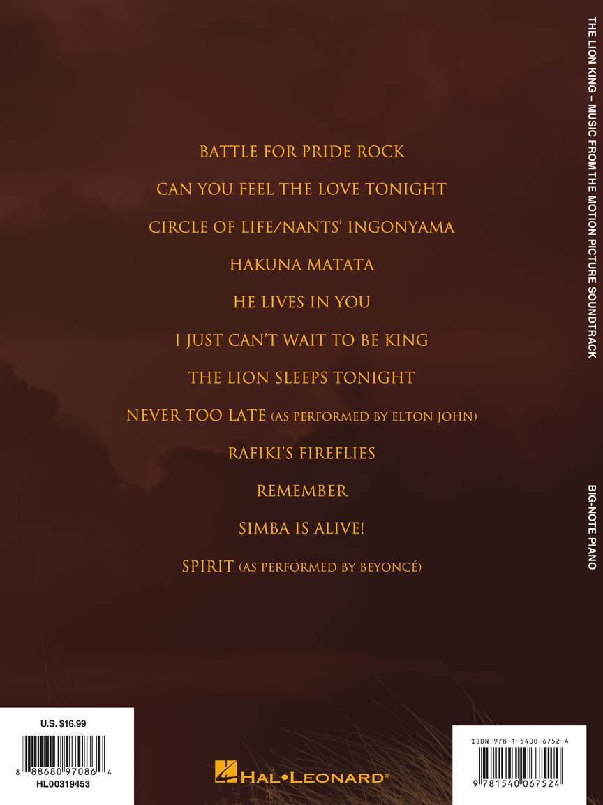 Lion King, The - Big-Note Piano