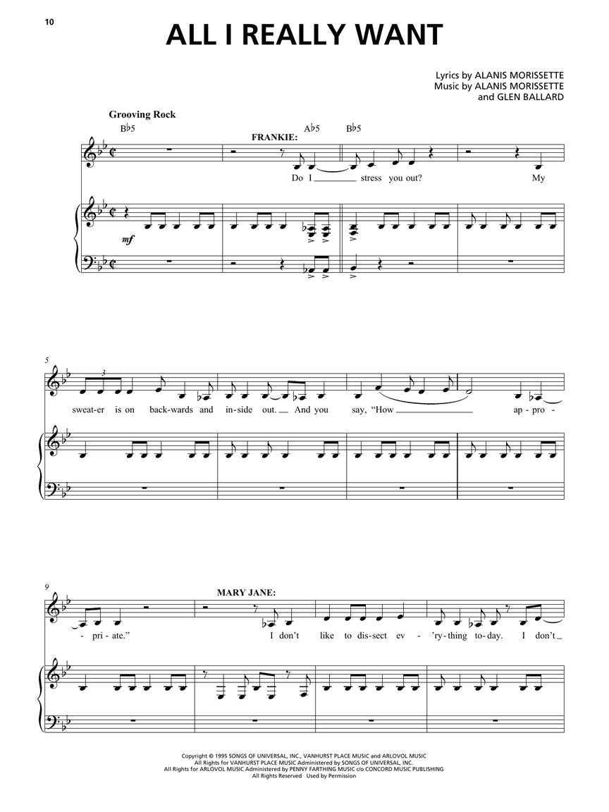 Jagged Little Pill Our New Musical – Vocal Selections