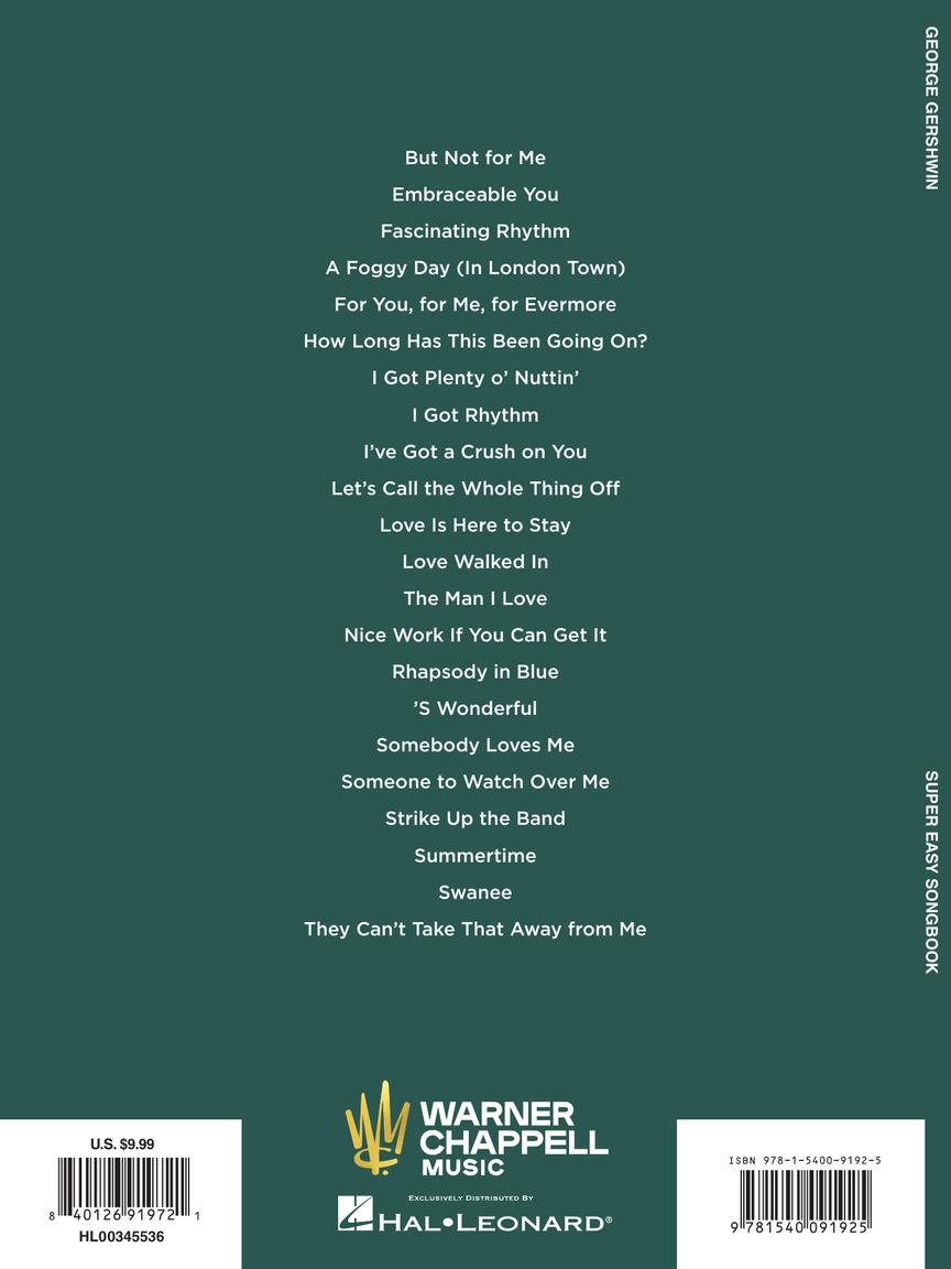 Gershwin: Super Easy Songbook Arranged for Piano