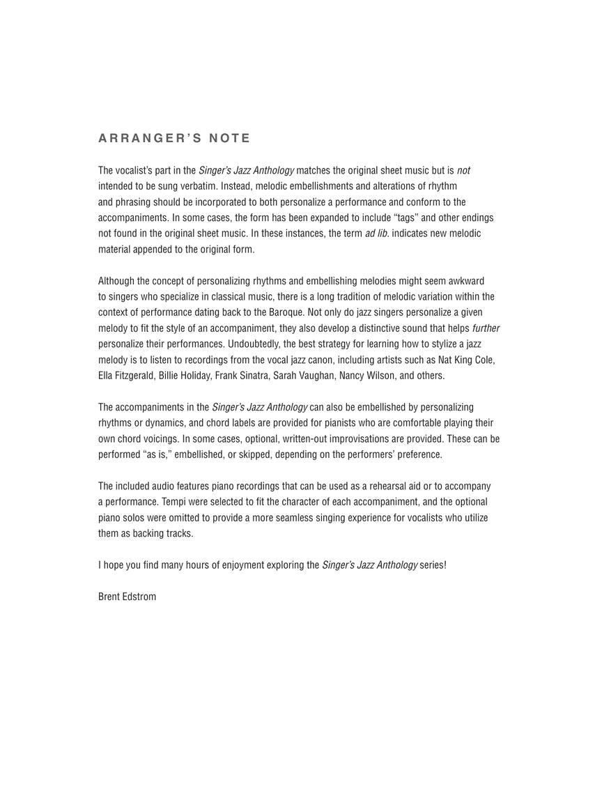 Christmas Standards Singer's Jazz Anthology – Low Voice