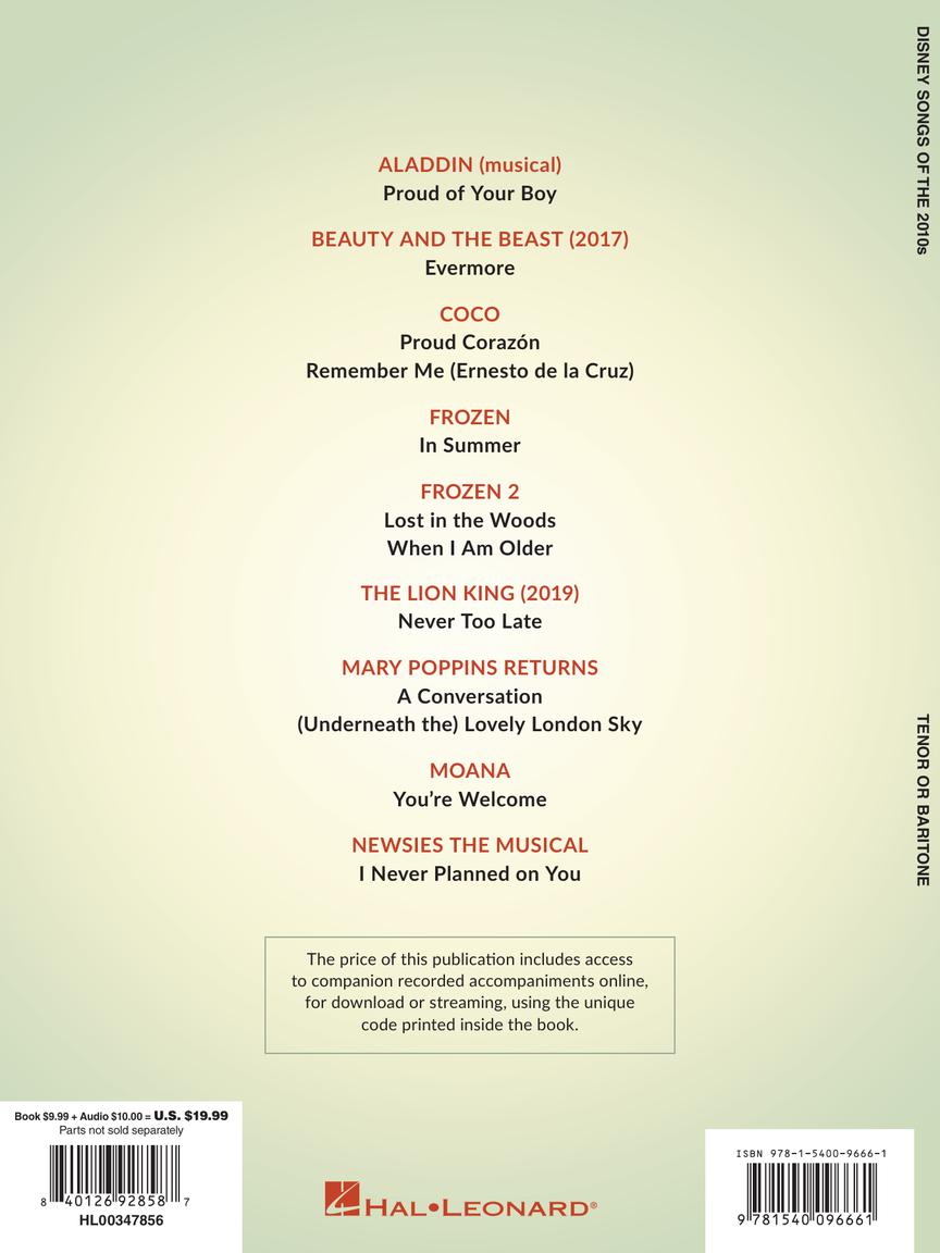 Disney Songs of the 2010s: Tenor or Baritone