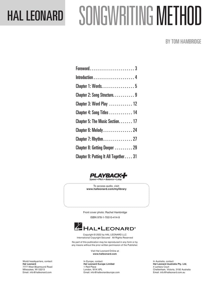 Hal Leonard Songwriting Method