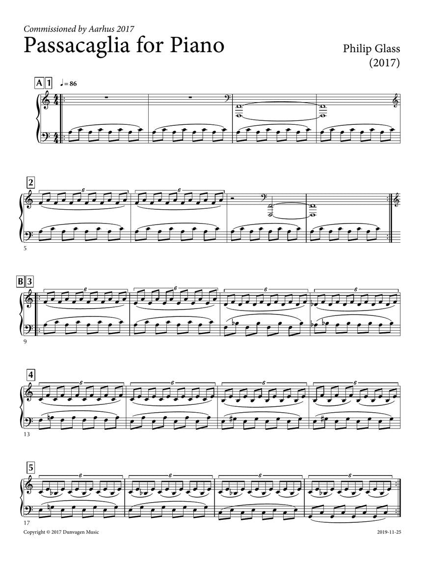 Glass Passacaglia for Piano