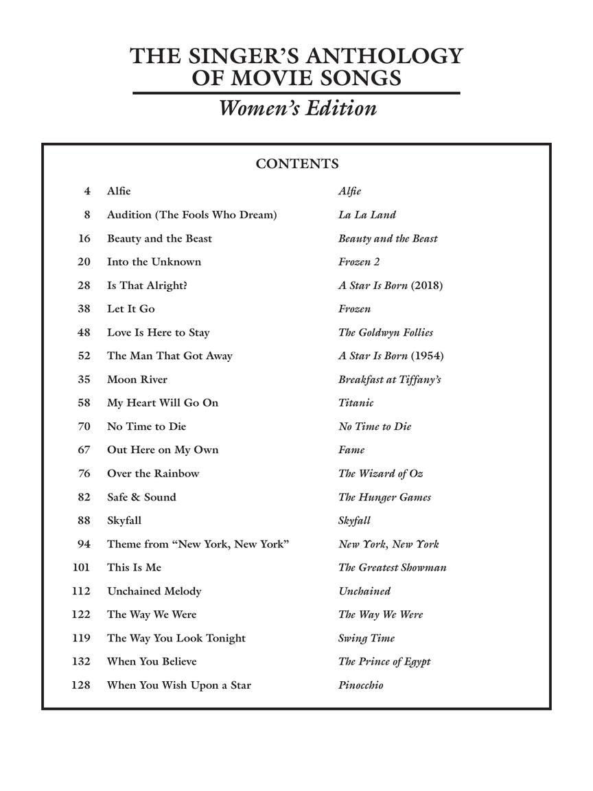 Singer's Anthology of Movie Songs Women's Edition