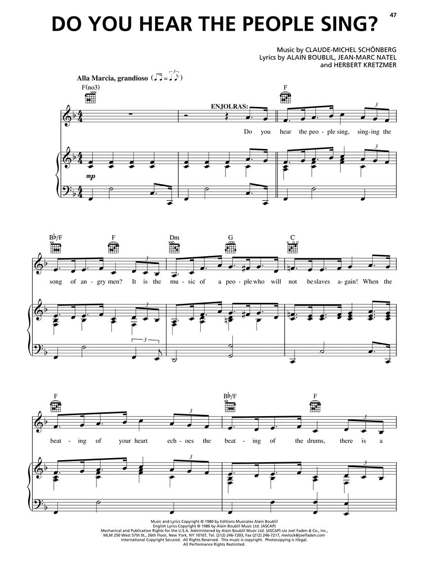 Les Misérables - Piano/Vocal Selections Updated Edition