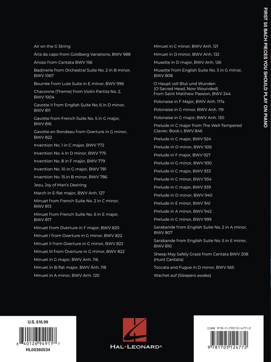 Bach First 50 Bach Pieces You Should Play on the Piano