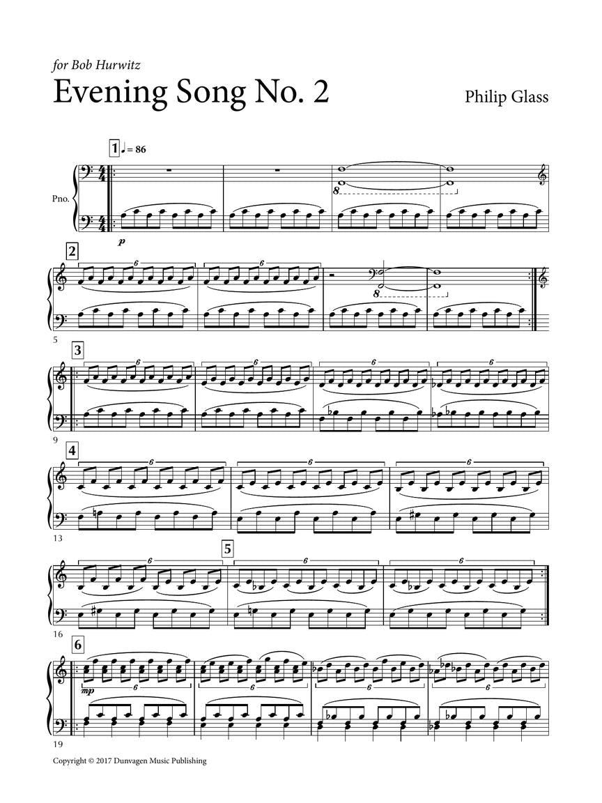 Glass Evening Song No. 2 for Piano