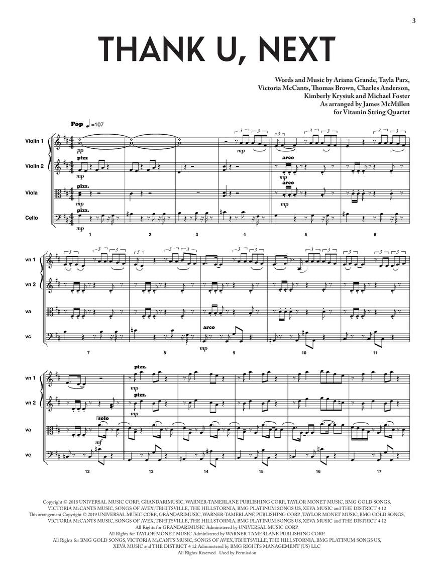 Thank U, Next - Vitamin String Quartet from Bridgerton for String Quartet