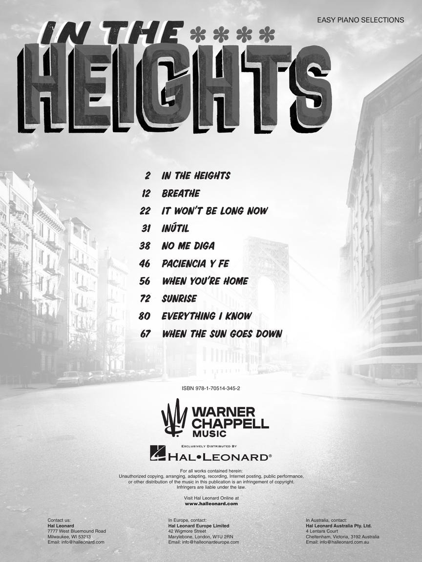 Miranda In the Heights Easy Piano Selections