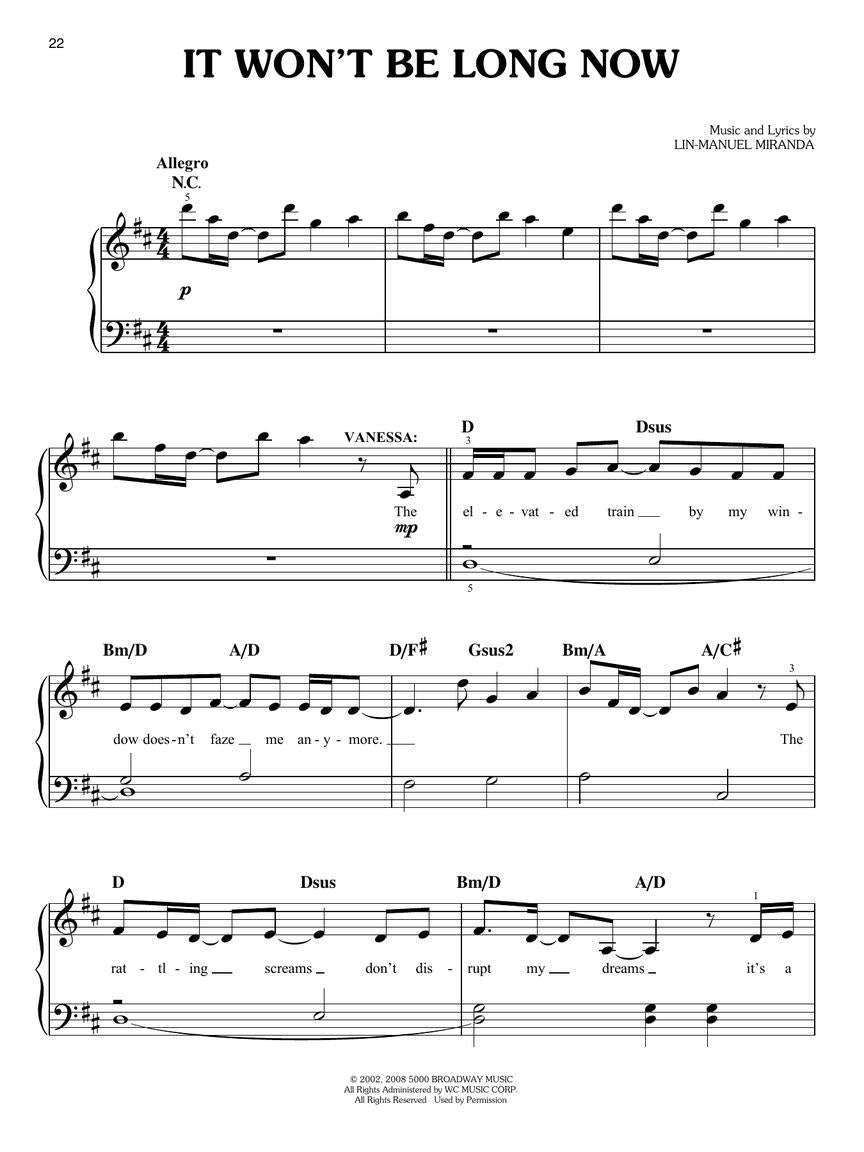 Miranda In the Heights Easy Piano Selections