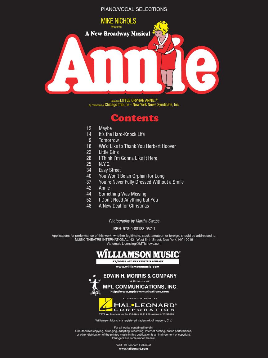 Annie - Broadway Vocal Selections