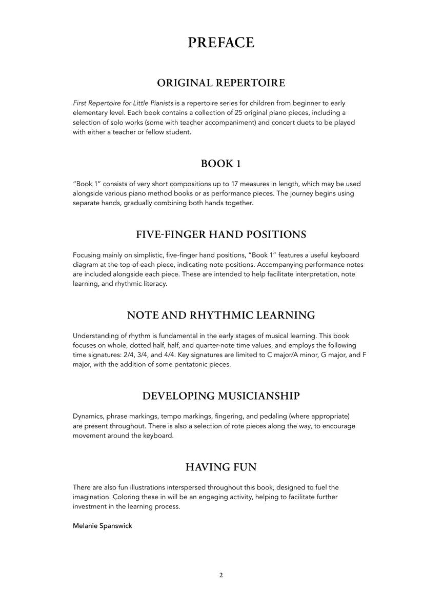 Spanswick Book 1 First Repertoire for Little Pianists