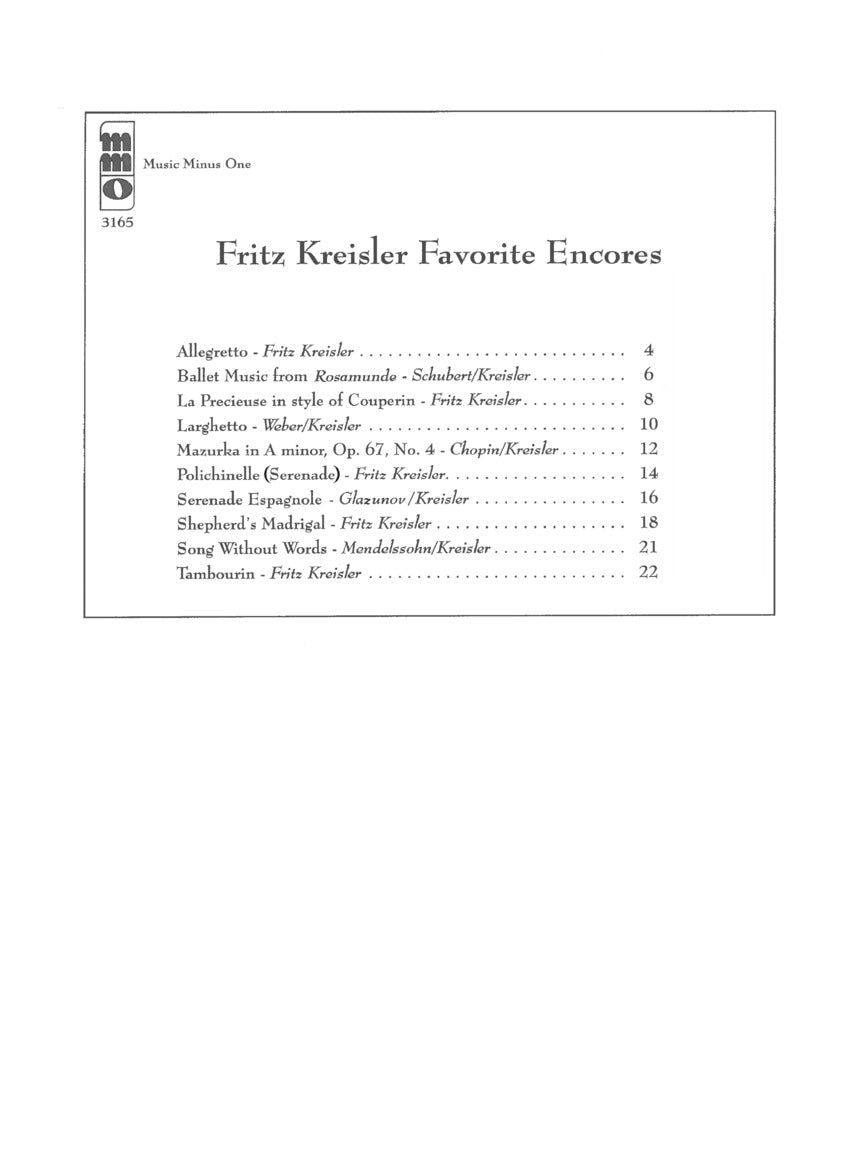 Kreisler, Fritz - Favorite Encores