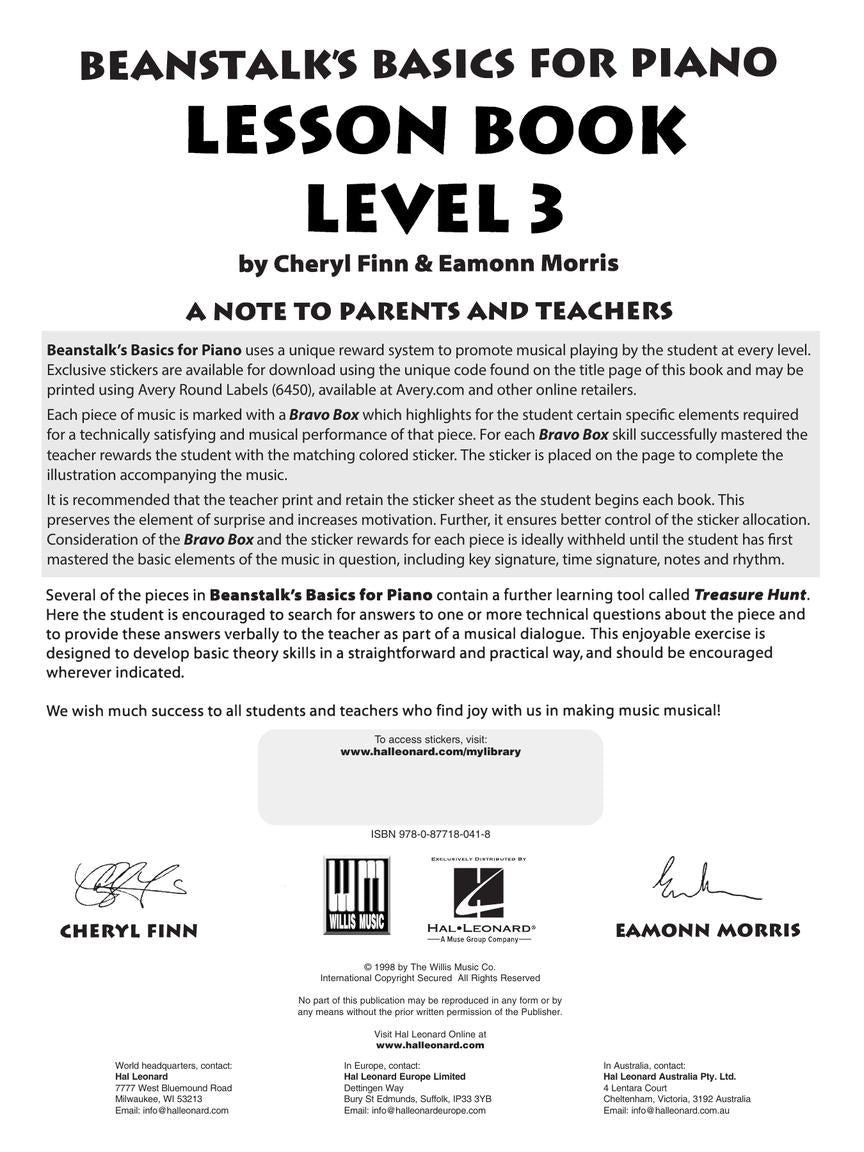 Beanstalk's Basics for Piano Lesson Book Level 3