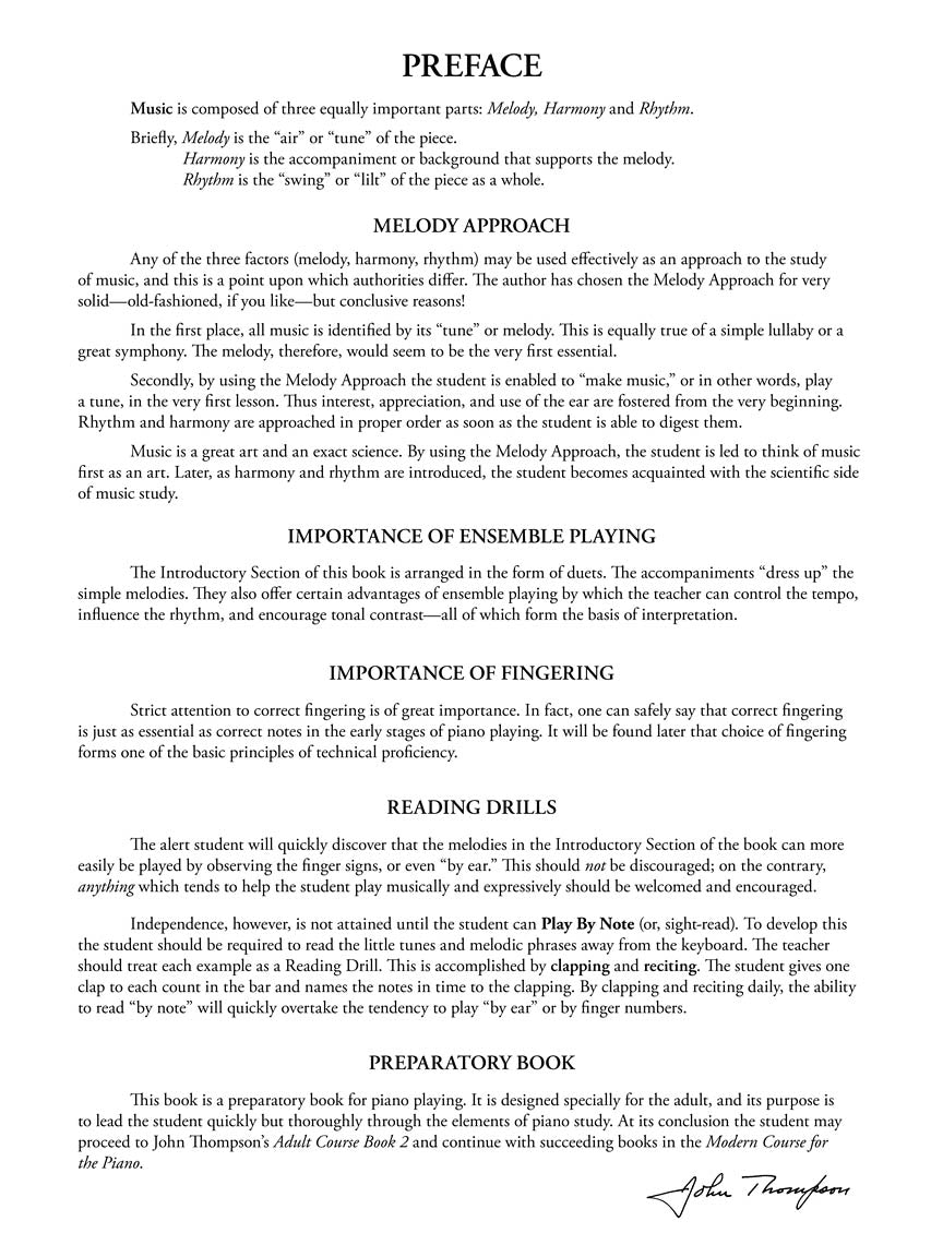 Thompson, John - Adult Piano Course - Book 1