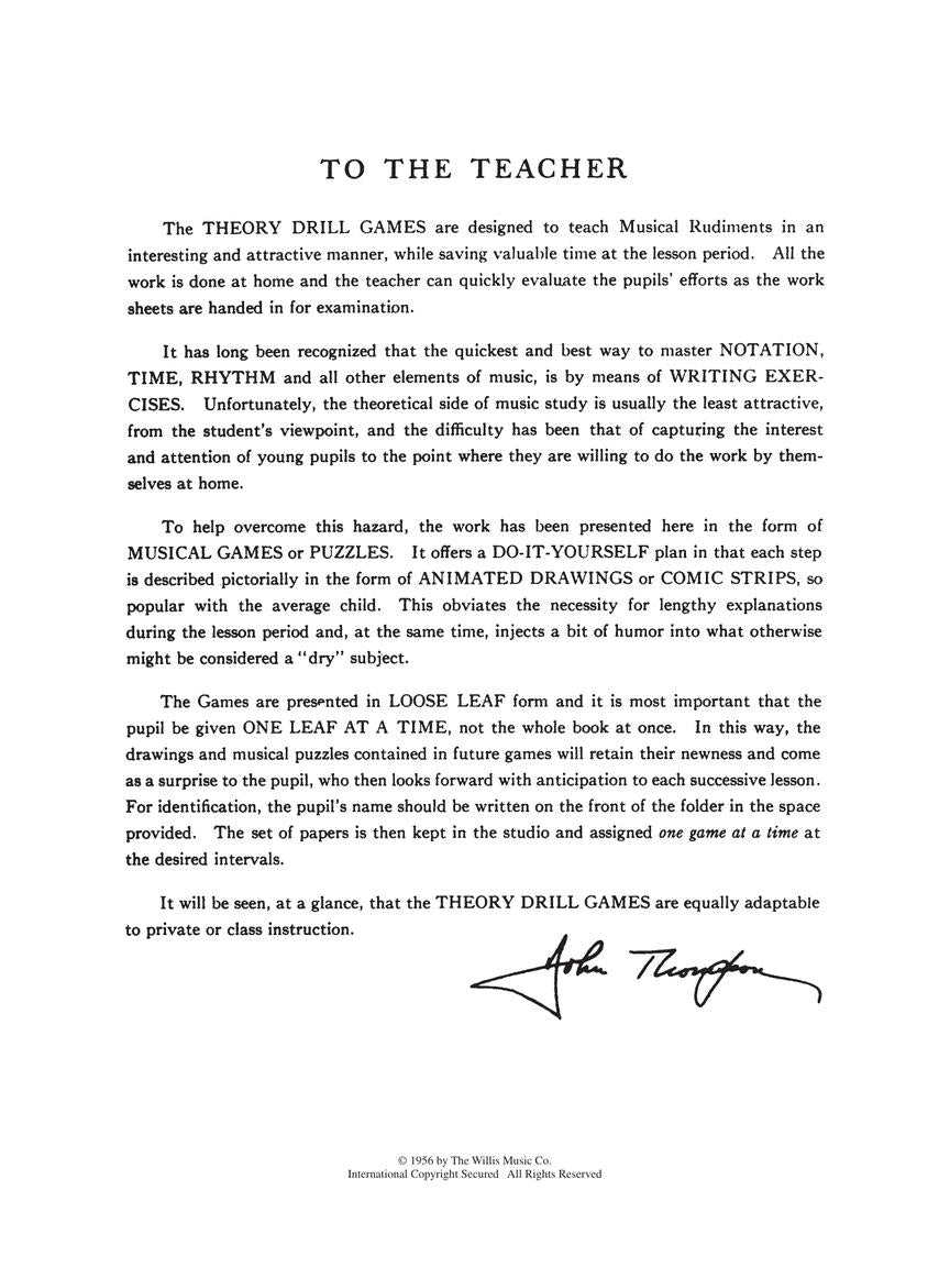 Thompson Theory Drill Games Book 2 Elementary Level