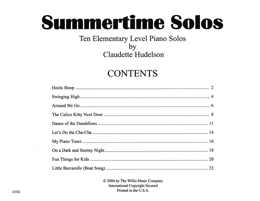 Pianovations Summertime Solos