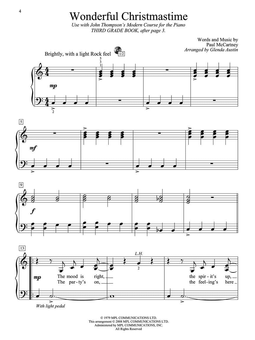 Christmas Piano Solos - Third Grade Thompson's Modern Course for the Piano