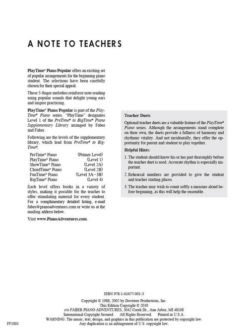 Faber Popular - PlayTime Piano - Level 1