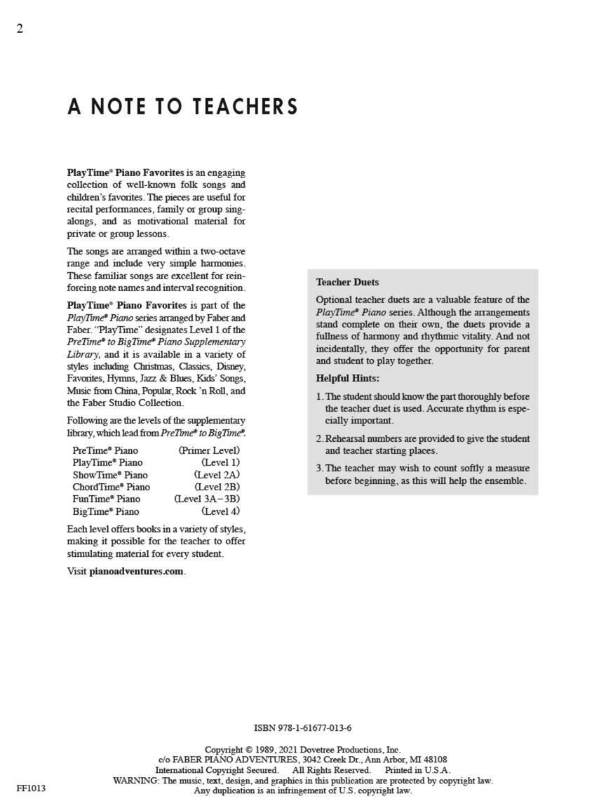 Faber Favorites - PlayTime Piano - Level 1