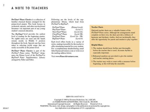 Faber Classics - Pretime to Bigtime - Primer Level