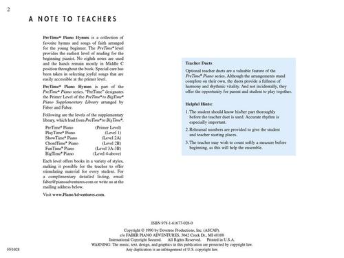 Faber Hymns - Pretime to Bigtime - Primer Level