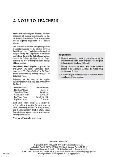 Faber Popular - ShowTime Piano - Level 2A