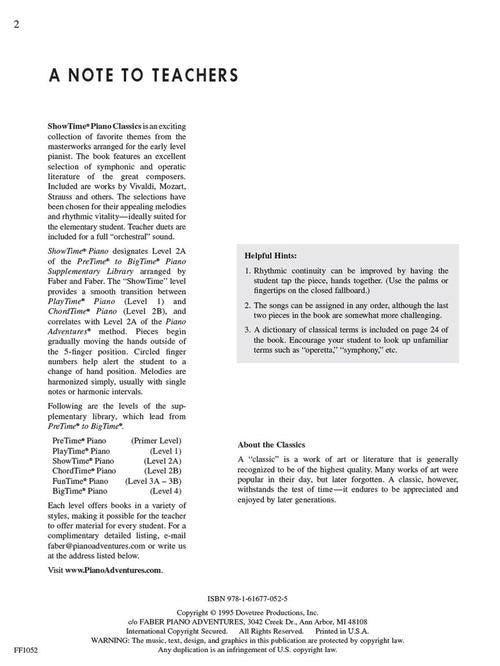 Faber Classics - Showtime Piano - Level 2A