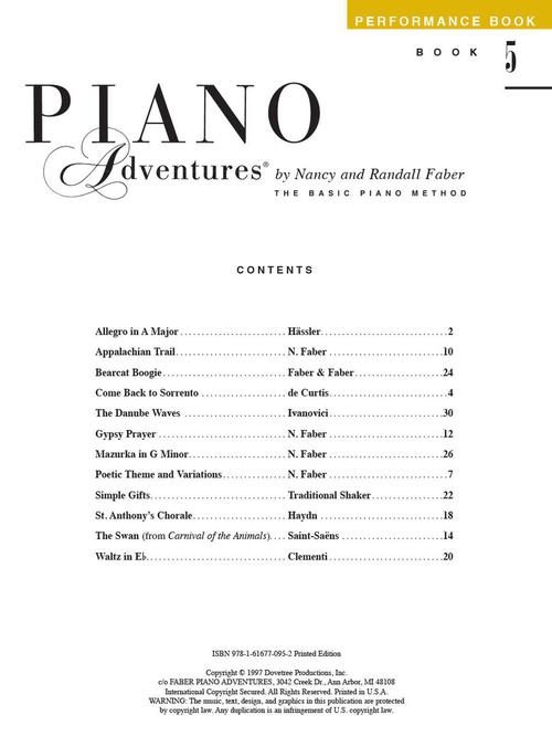 Faber Piano Adventures Performance Book 5